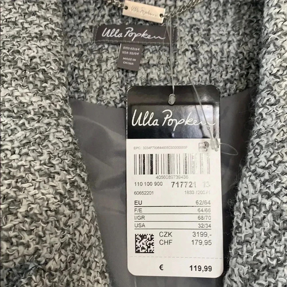 Ulla Popken | Plus  Size Tweed Button Front Pocket 3/4 Coat - Picture 4 of 10